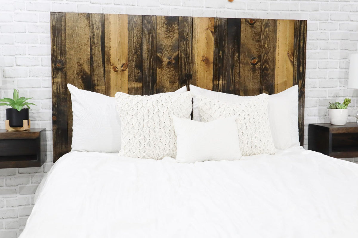 Barn Walls Queen Headboard - Blue Powderwash Multi-Tonal Solid Wood Panels