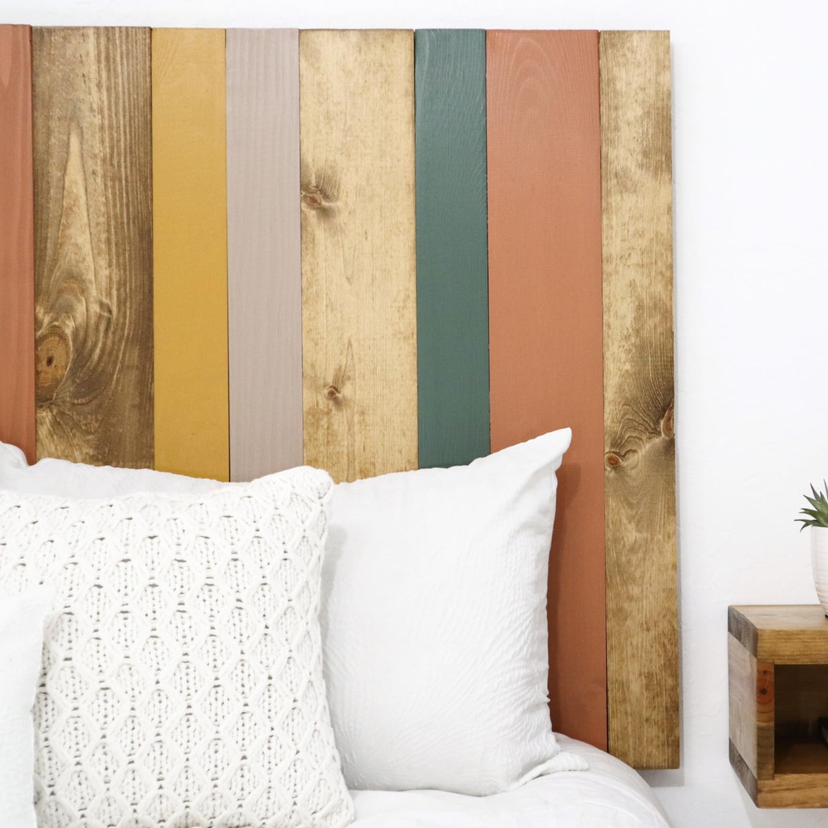 Barn Walls Queen Headboard - Blue Powderwash Multi-Tonal Solid Wood Panels