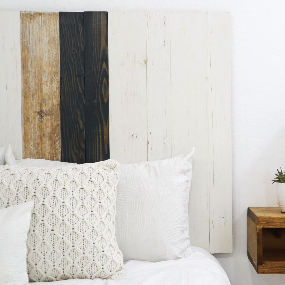Barn Walls Queen Headboard - Blue Powderwash Multi-Tonal Solid Wood Panels
