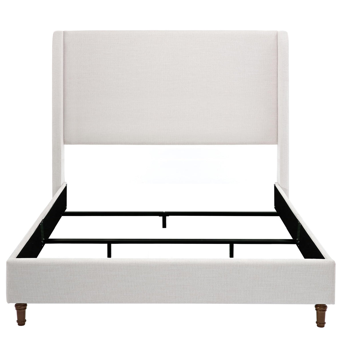 Harper Bed Frame with 54" Extra-Tall Headboard - Modern Wingback Upholstered Platform Bed, Textured Boucle Fabric, 1000lbs Heavy Duty Support, No Box Spring Needed(Ivory, King U.S. Standard)