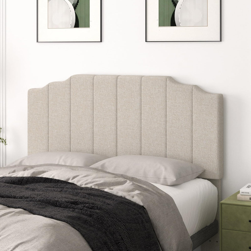 Befurtori King Size Headboard Only, Velvet Wall Mount Headboard, Cream