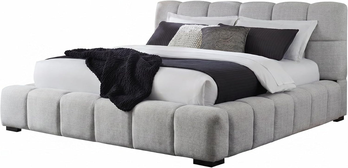Signature Design by Ashley King Upholstered Bed Frame, Light Gray