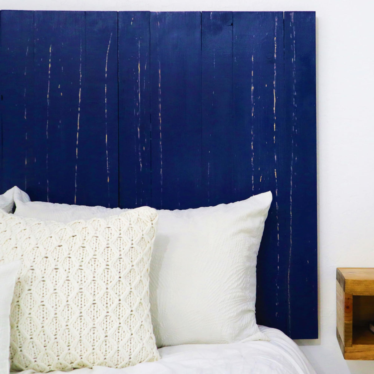 Barn Walls Queen Headboard - Blue Powderwash Multi-Tonal Solid Wood Panels