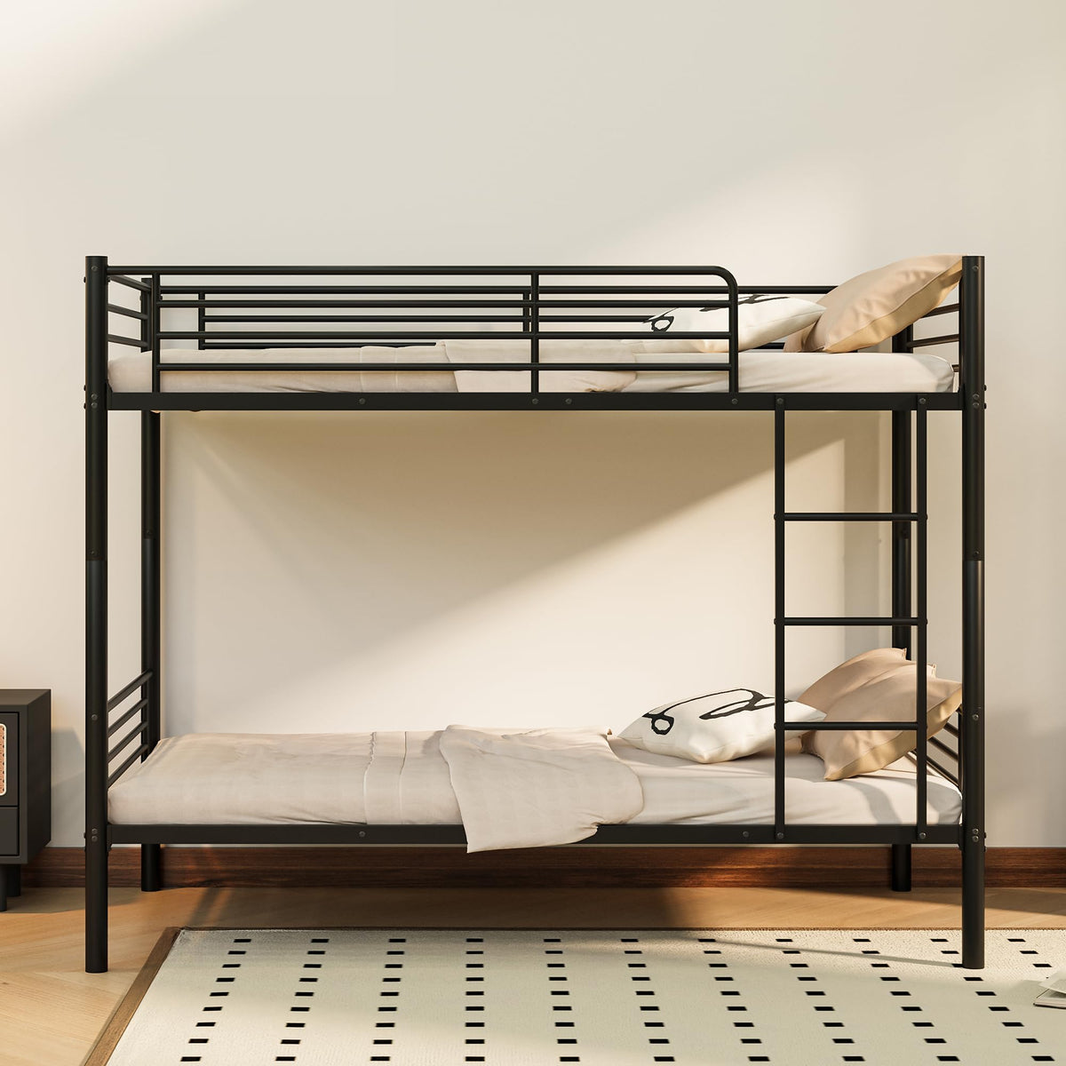 KEIKI Heavy Duty Triple Bunk Bed, Twin Over Twin Over Twin Bund Bed for 3, Black