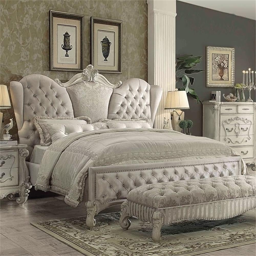 ACME Furniture ACME Versailles Eastern King Bed - 21117EK - 2-Tone Dark Brown PU & Cherry Oak