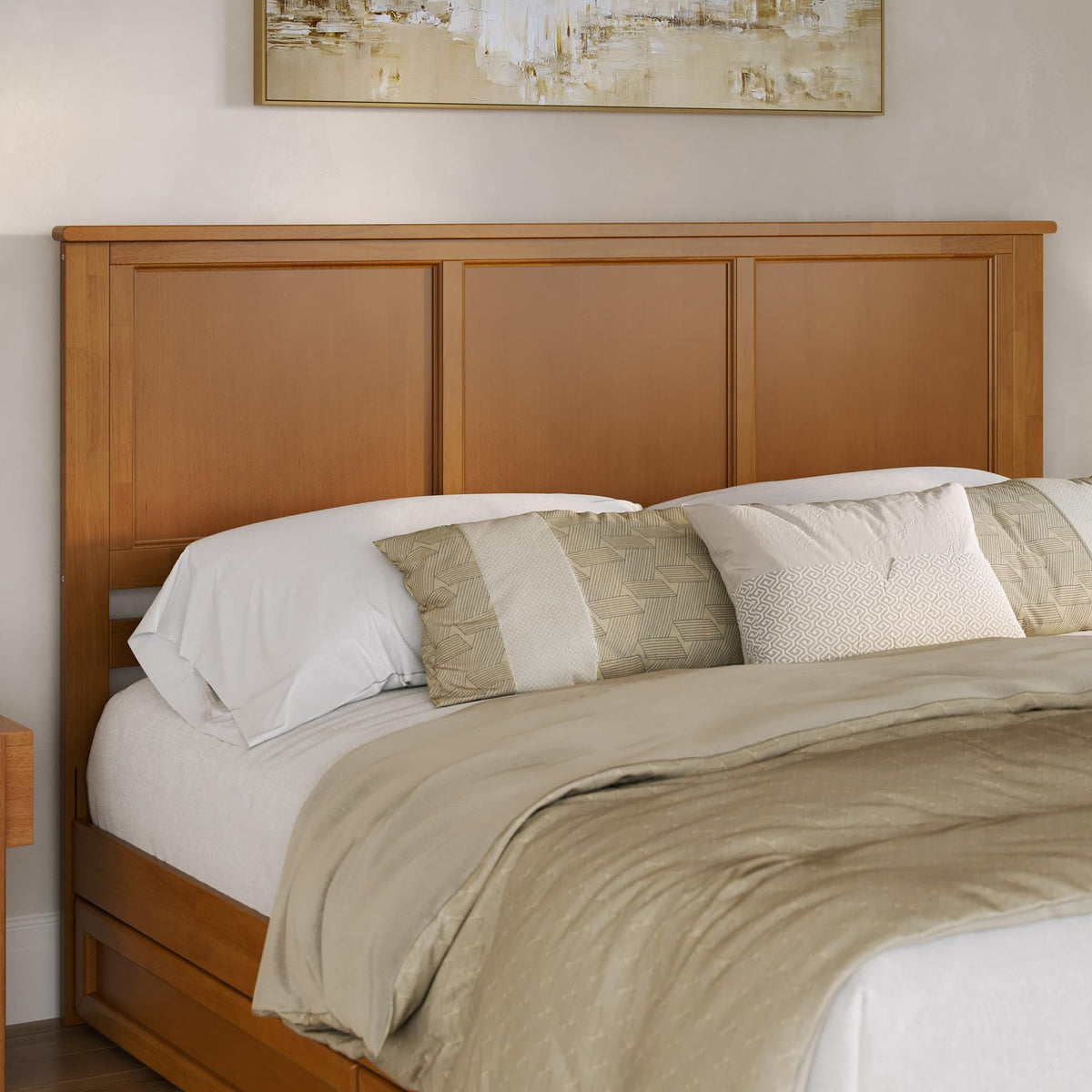 AFI, Madison King Solid Wood Panel Headboard, Walnut