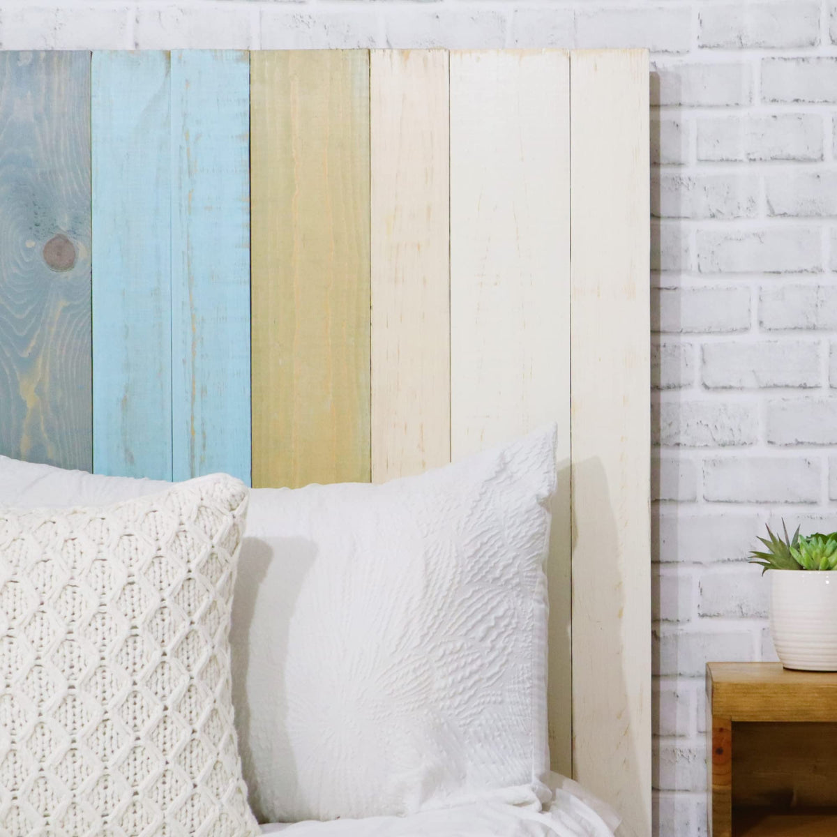 Barn Walls Queen Headboard - Blue Powderwash Multi-Tonal Solid Wood Panels