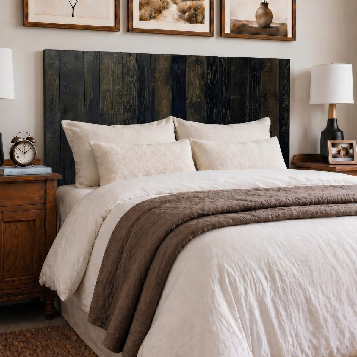 Barn Walls Queen Headboard - Blue Powderwash Multi-Tonal Solid Wood Panels