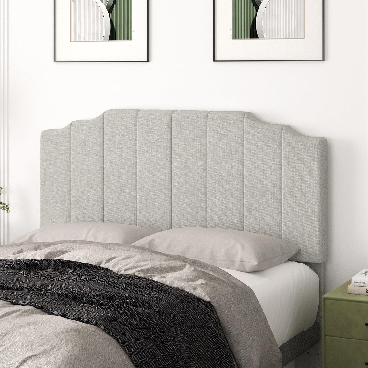 Befurtori King Size Headboard Only, Velvet Wall Mount Headboard, Cream