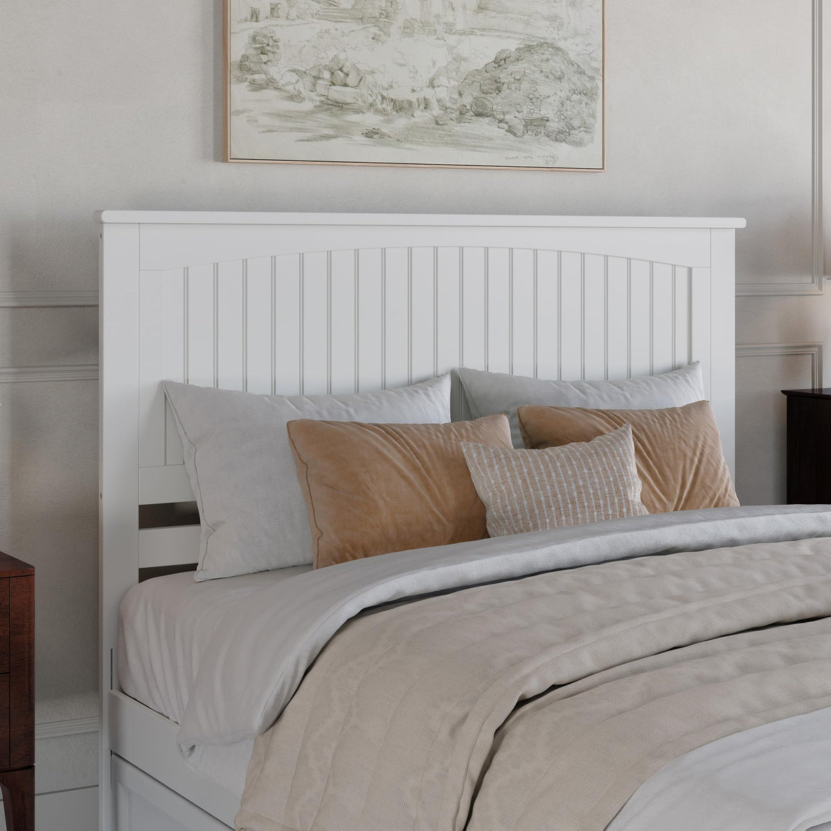 AFI, Nantucket Full Solid Wood Panel Headboard, Walnut