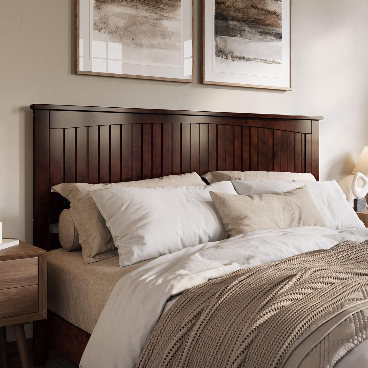 AFI, Nantucket Full Solid Wood Panel Headboard, Walnut