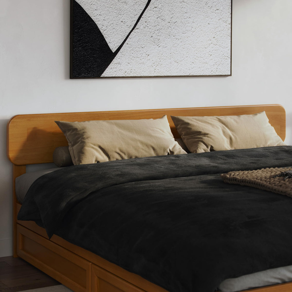 AFI, Florence Adjustable Modern Round King Solid Wood Headboard, Walnut