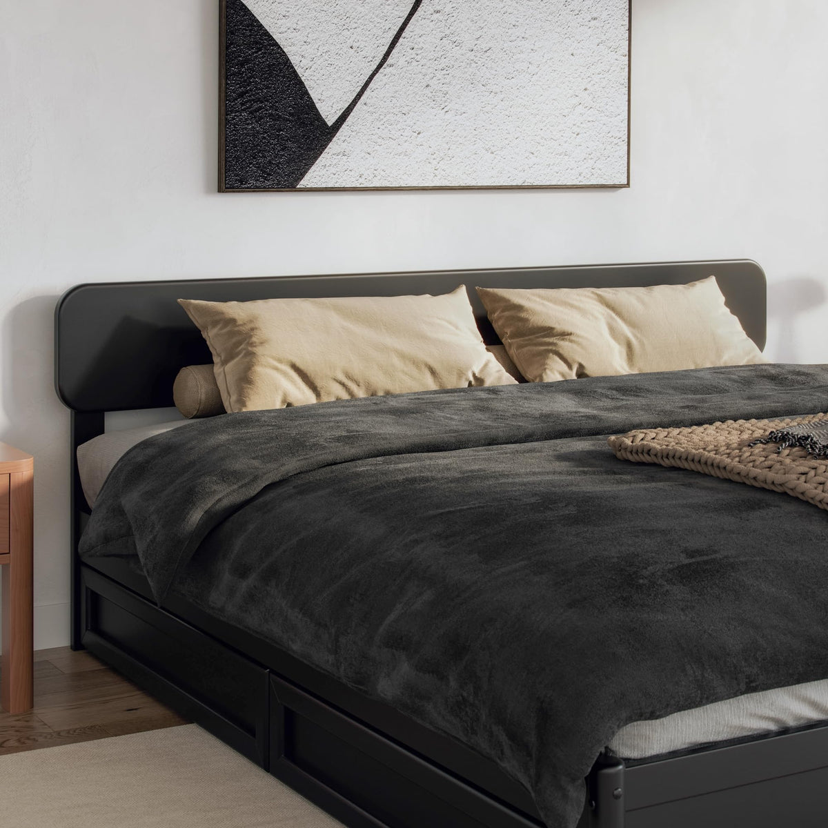 AFI, Florence Adjustable Modern Round King Solid Wood Headboard, Walnut