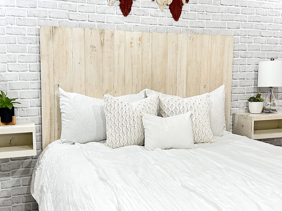 Barn Walls Queen Headboard - Blue Powderwash Multi-Tonal Solid Wood Panels