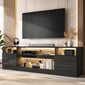 AMERLIFE 70" High-Gloss TV Stand for TVs up to 80" with LED Lights