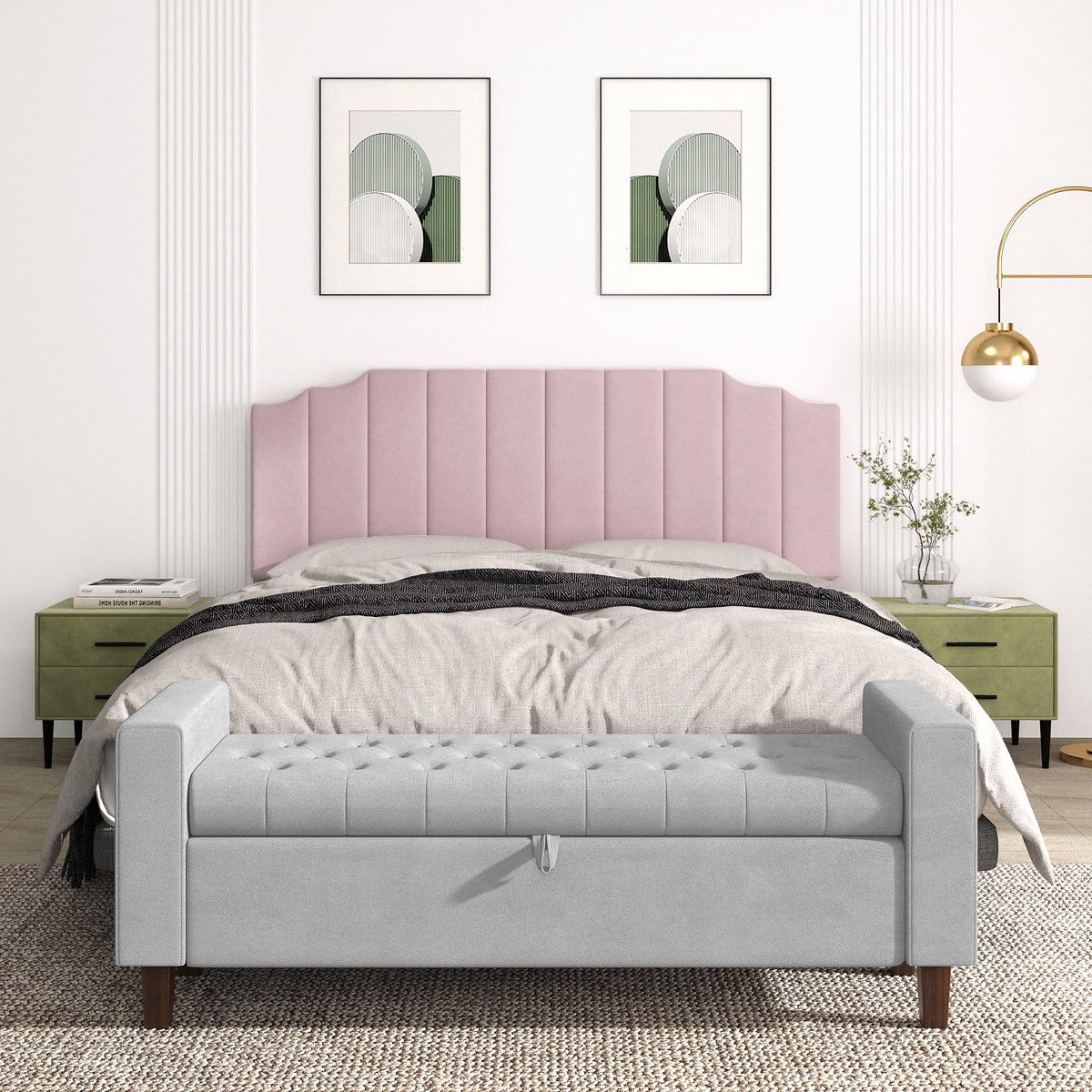Befurtori King Size Headboard Only, Velvet Wall Mount Headboard, Cream