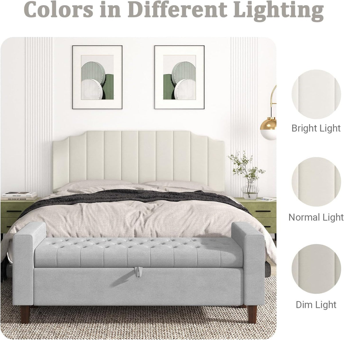 Befurtori King Size Headboard Only, Velvet Wall Mount Headboard, Cream