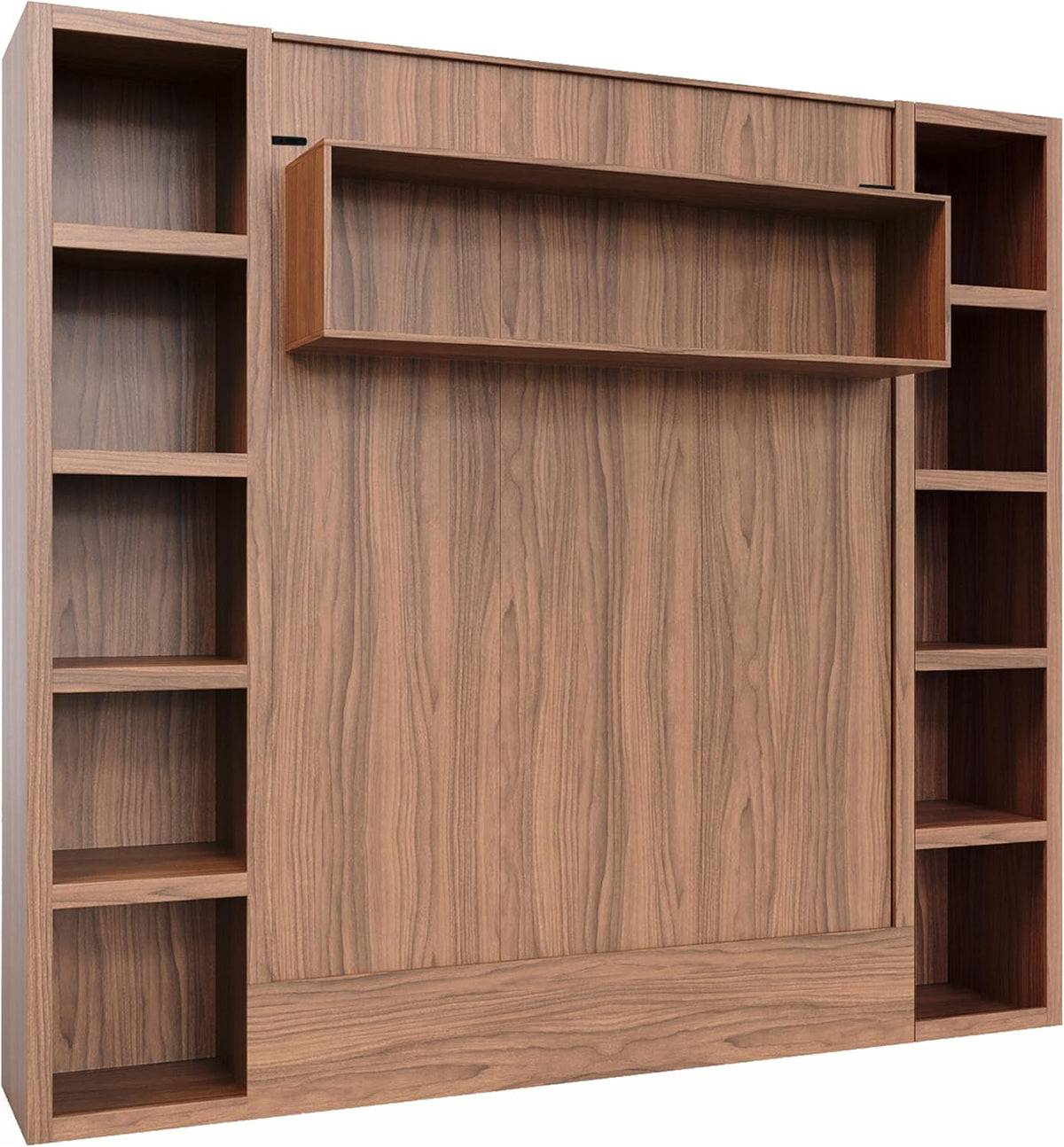 Oakland Living Easy-Lift Queen Murphy Wall Bed in Brown Wood Grain with Two Bookshelves