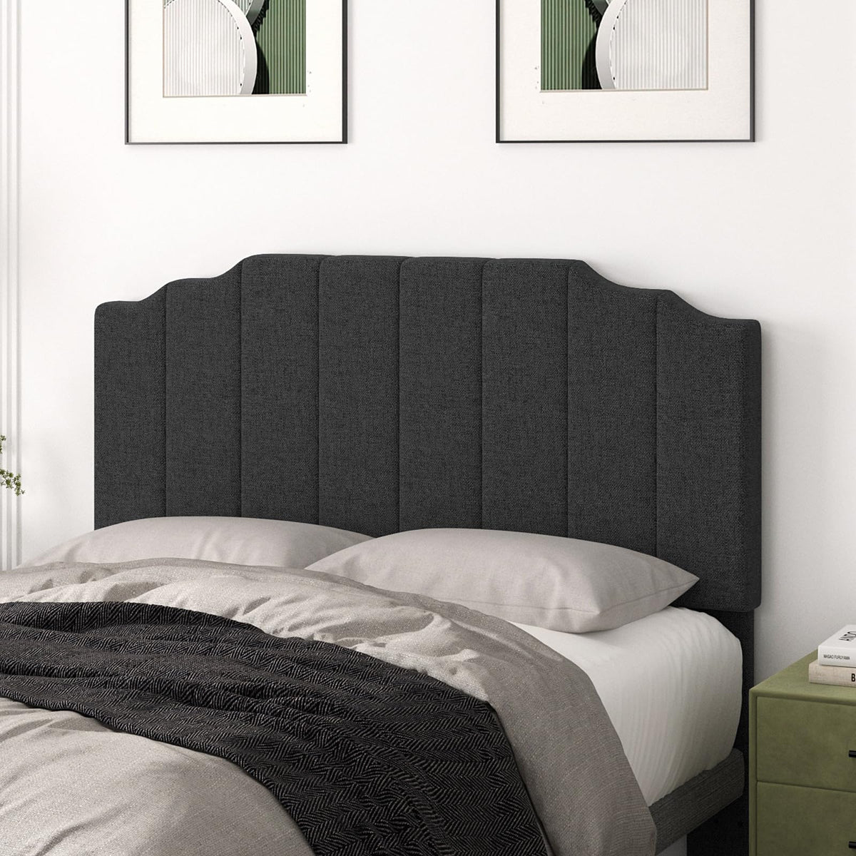 Befurtori King Size Headboard Only, Velvet Wall Mount Headboard, Cream
