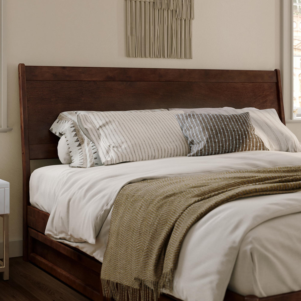 AFI, Casanova Full Solid Wood Panel Headboard, Walnut