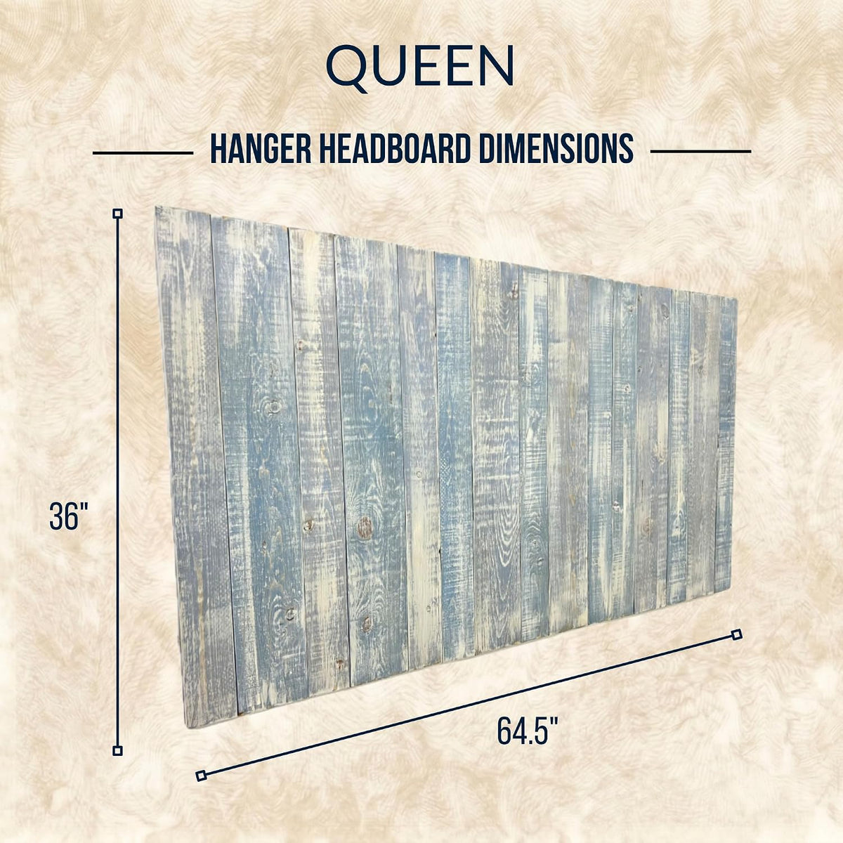 Barn Walls Queen Headboard - Blue Powderwash Multi-Tonal Solid Wood Panels