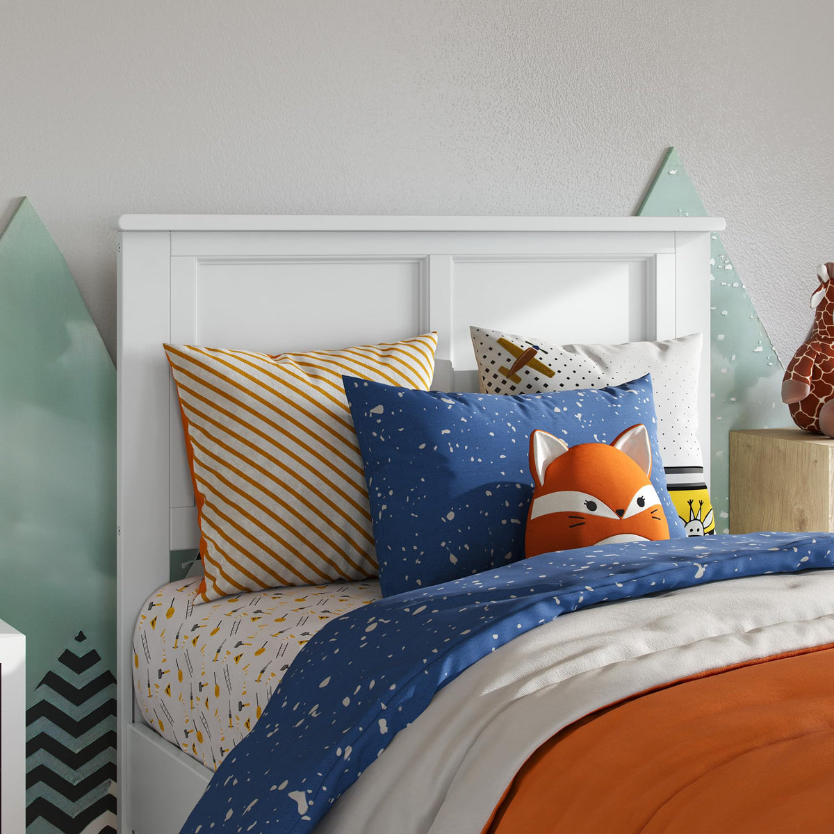 AFI, Madison King Solid Wood Panel Headboard, Walnut