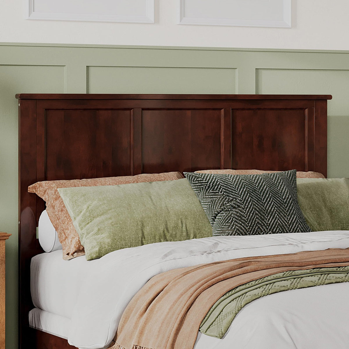 AFI, Madison King Solid Wood Panel Headboard, Walnut