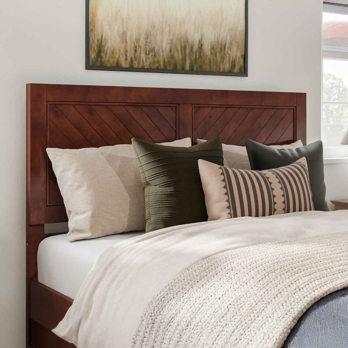 AFI, Canyon Queen Solid Wood Rustic Farmhouse Headboard, Barnwood