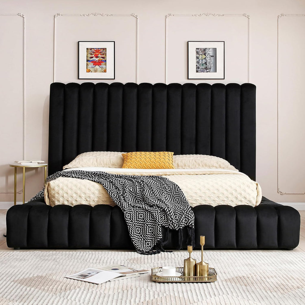 Woodpecker's Inc Avalon Velvet Upholstered Luxurious Platform Bed