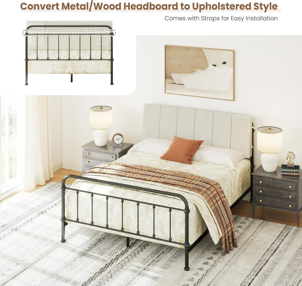 Full Size Headboard Only-No Assembly Required, Beige