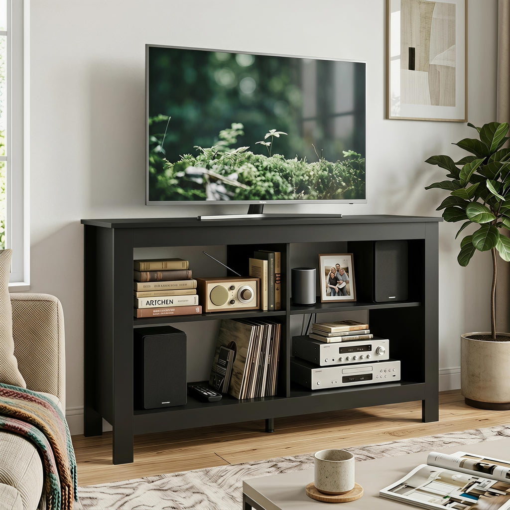 43 inch TV Stand, Suitable for TVs up to 50 inches, Small TV Stands with Open Storage Shelves, Living Room Entertainment Centers, and Bedroom TV Consoles (White)