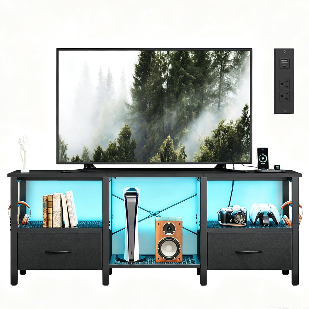 TV Stand for TVs up to 65 Inch, Media Console, 59'' Rustic Brown