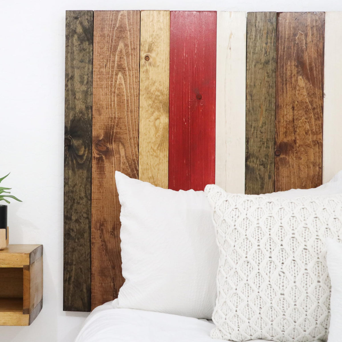 Barn Walls Queen Headboard - Blue Powderwash Multi-Tonal Solid Wood Panels