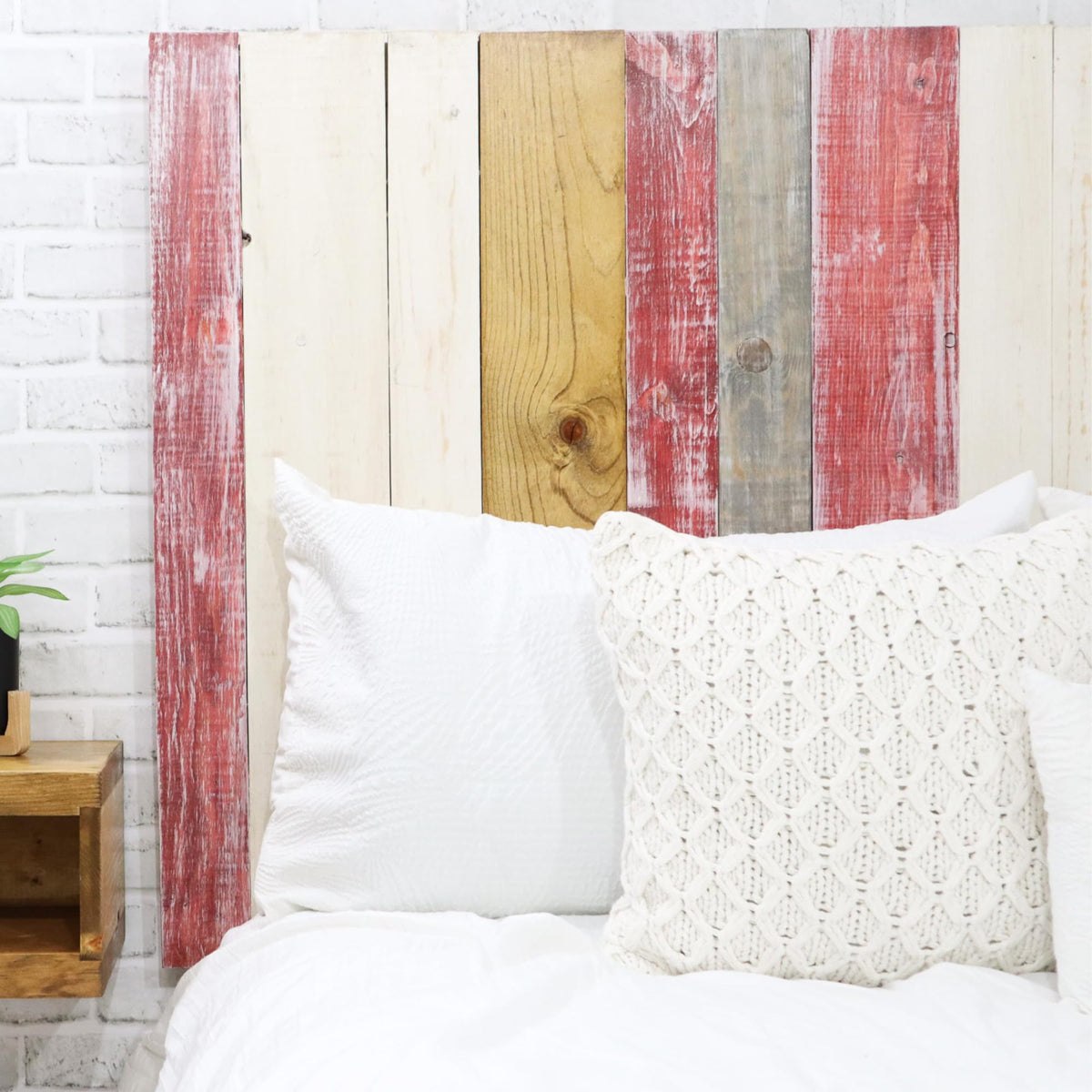 Barn Walls Queen Headboard - Blue Powderwash Multi-Tonal Solid Wood Panels