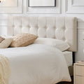 Linen Tufted Headboard Queen Size, Solid Wood Queen Headboard Only, Beige