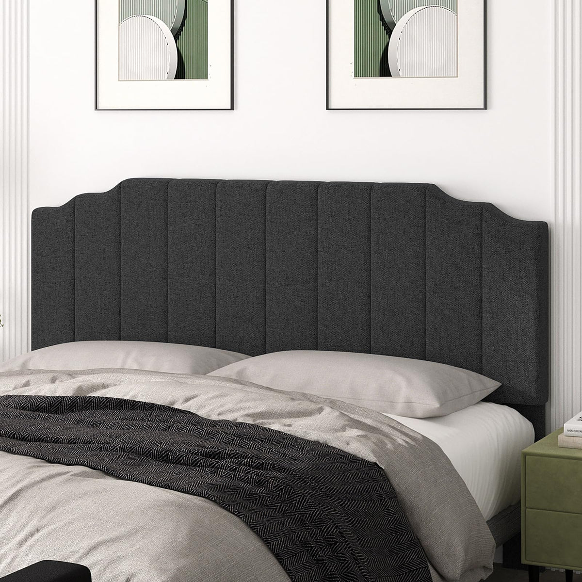 Befurtori King Size Headboard Only, Velvet Wall Mount Headboard, Cream