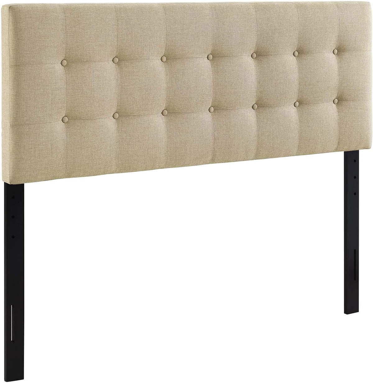 Modway Emily Tufted Button Linen Fabric Upholstered Full Headboard in Beige