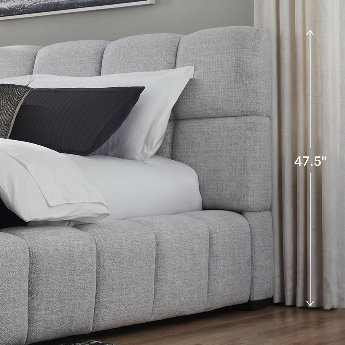 Signature Design by Ashley King Upholstered Bed Frame, Light Gray