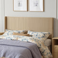 FORTUNETEC 78.7" King Size Wooden Headboard, Fluted Panel Headboard, Walnut