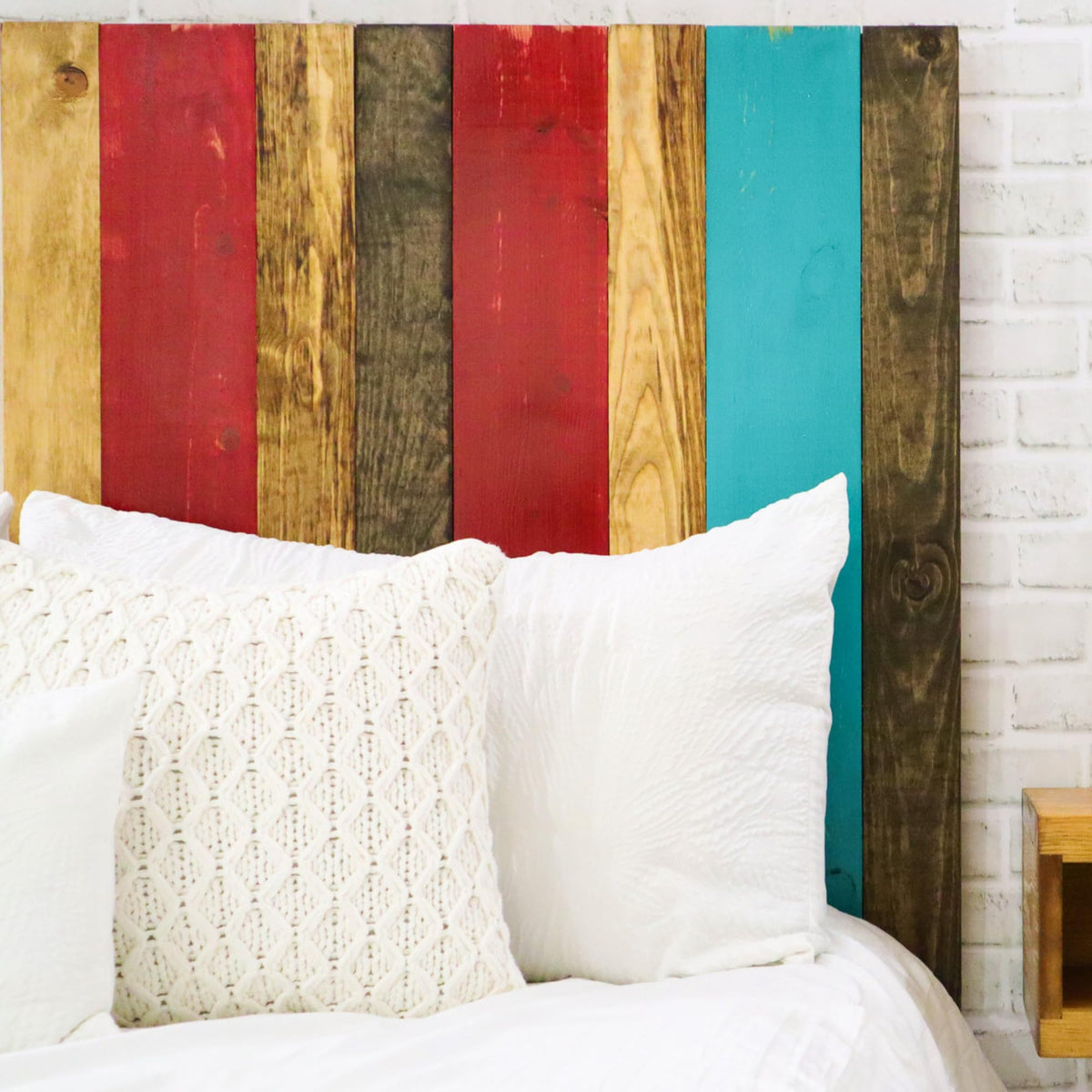 Barn Walls Queen Headboard - Blue Powderwash Multi-Tonal Solid Wood Panels