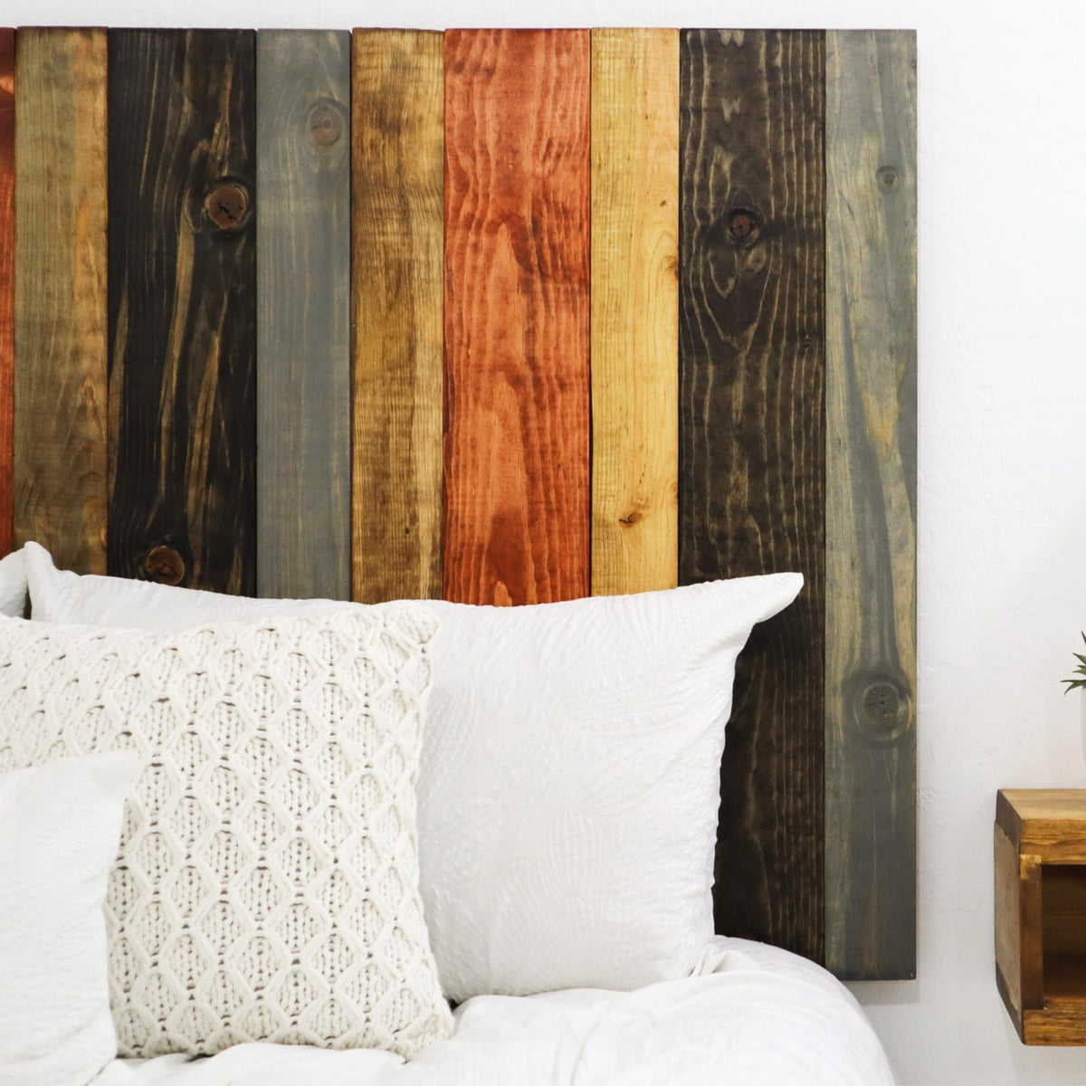 Barn Walls Queen Headboard - Blue Powderwash Multi-Tonal Solid Wood Panels