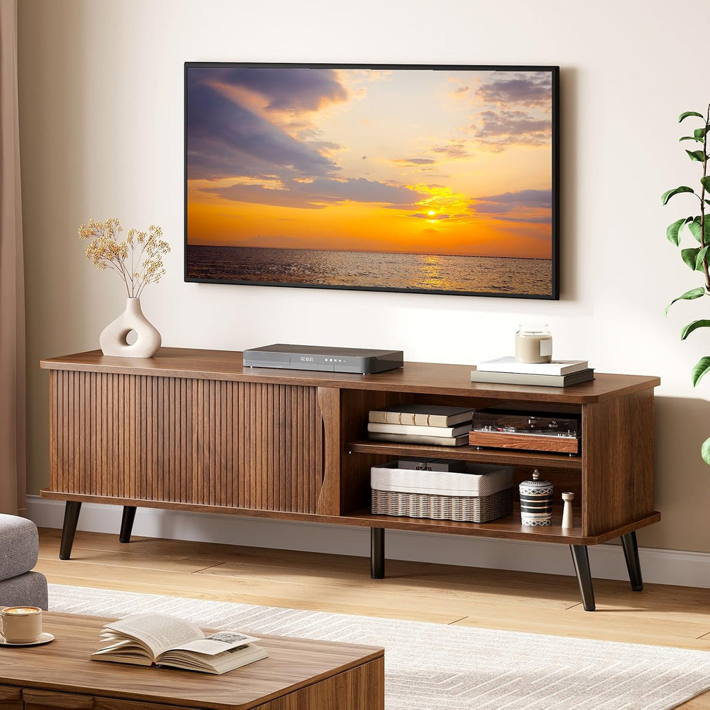 HOOBRO Mid Century Modern TV Stand, TV Console for 65 Inch TV with Storage