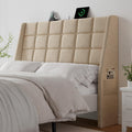ONBRILL Ergonomic Headboard Full Size with Charging Station, Beige