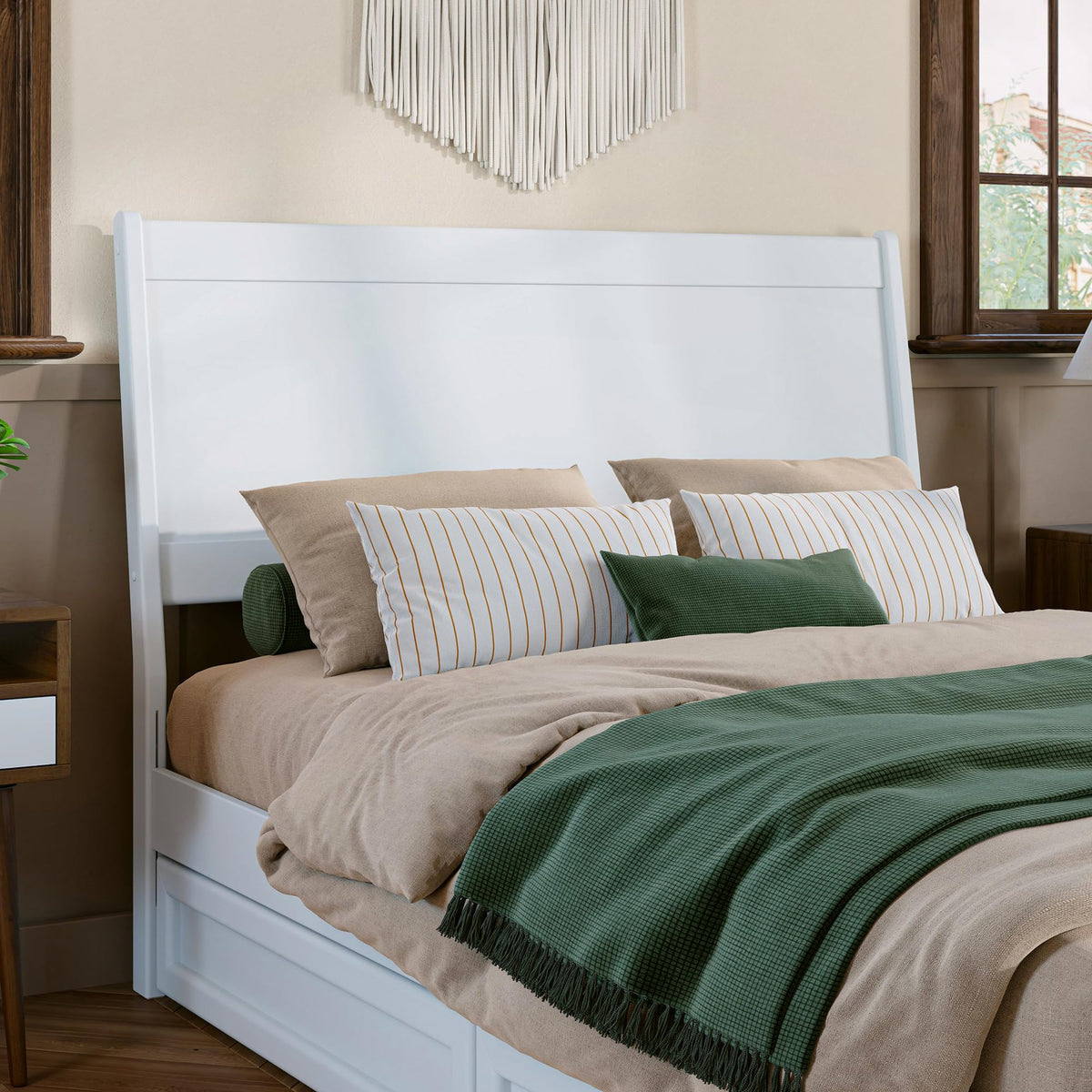 AFI, Casanova Full Solid Wood Panel Headboard, Walnut
