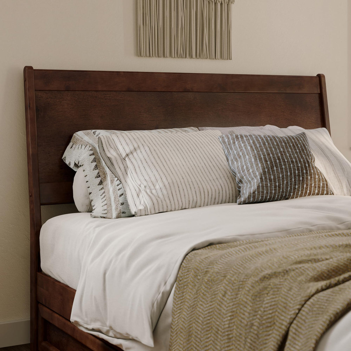 AFI, Casanova Full Solid Wood Panel Headboard, Walnut