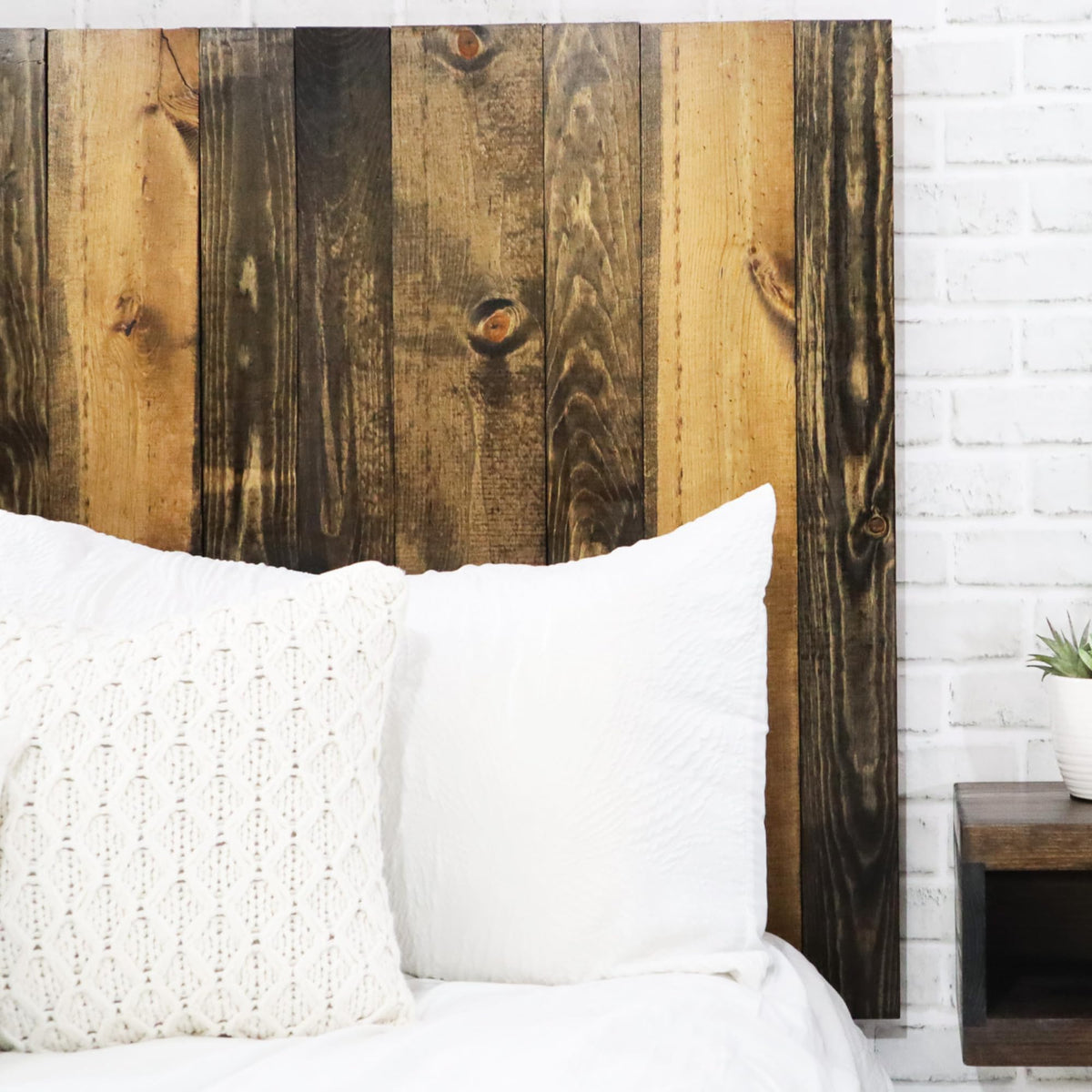 Barn Walls Queen Headboard - Blue Powderwash Multi-Tonal Solid Wood Panels