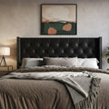 HOME DESIGN Sonoma King Tufted Wingback Headboard, Black