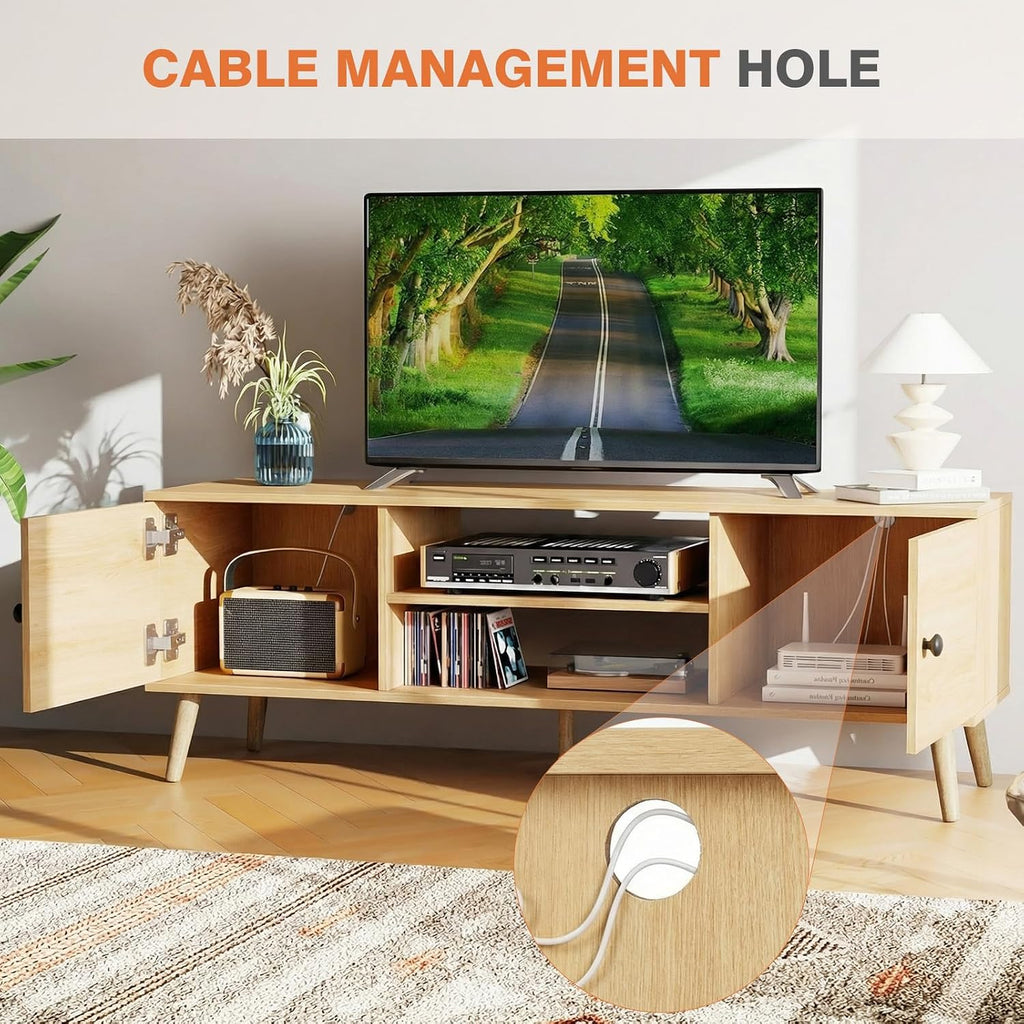 DUMOS TV Stand for 55 60 Inch TV, Entertainment Center with Storage