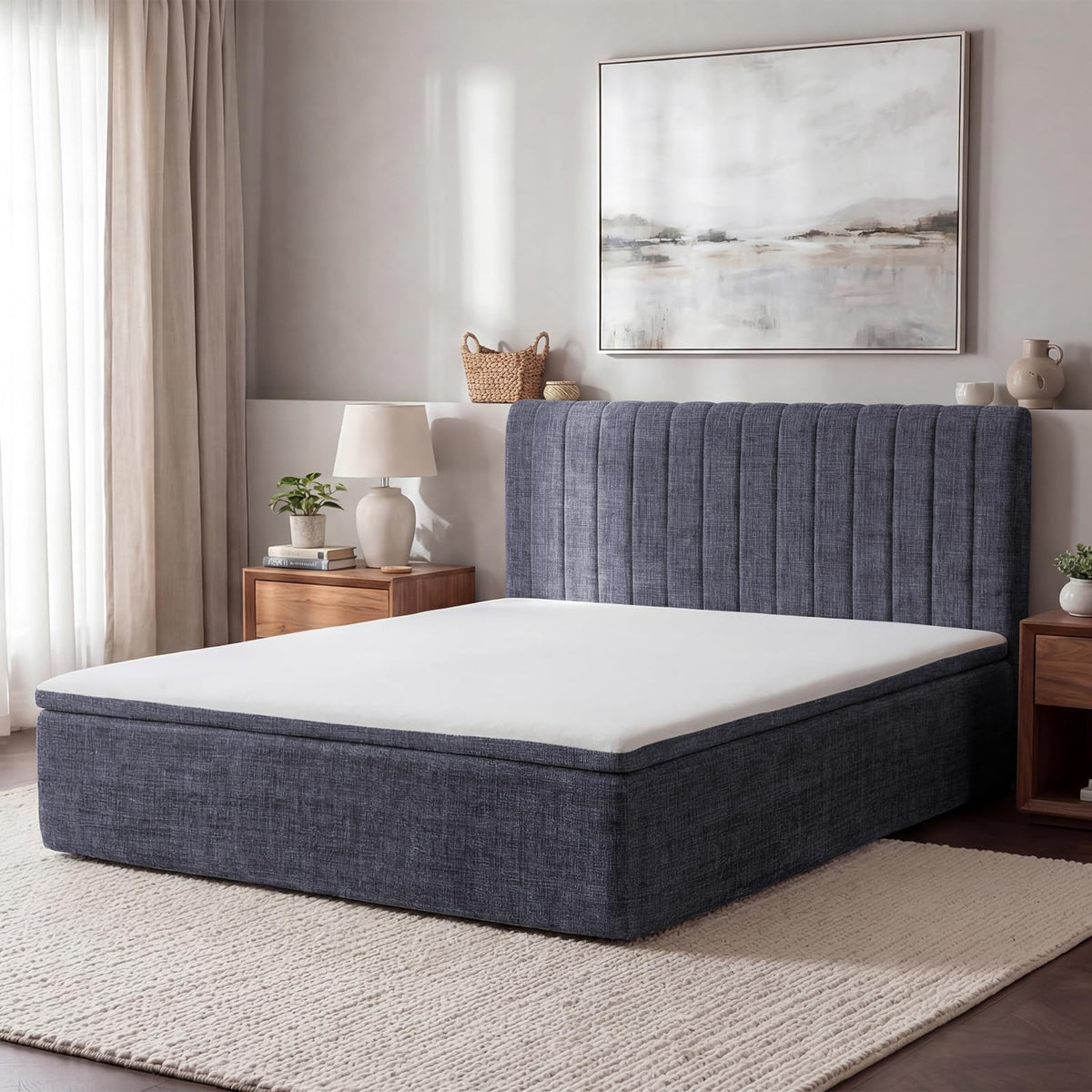 Queen Compression Bed Boneless Bed Frame with Mattress and Headboard