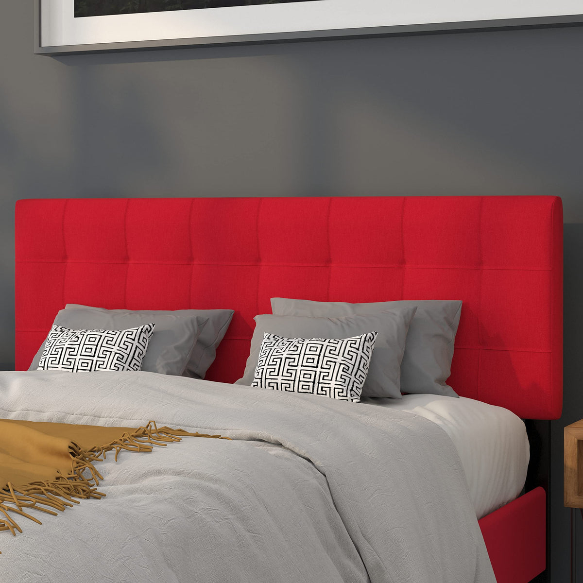 Flash Furniture Twin Tufted Fabric Headboard, Dark Gray
